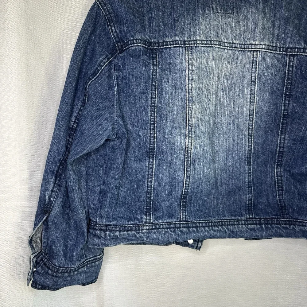 Highway Jeans Youth L Cropped Denim Jacket Blue Distressed Rocker Style - Picture 11 of 13